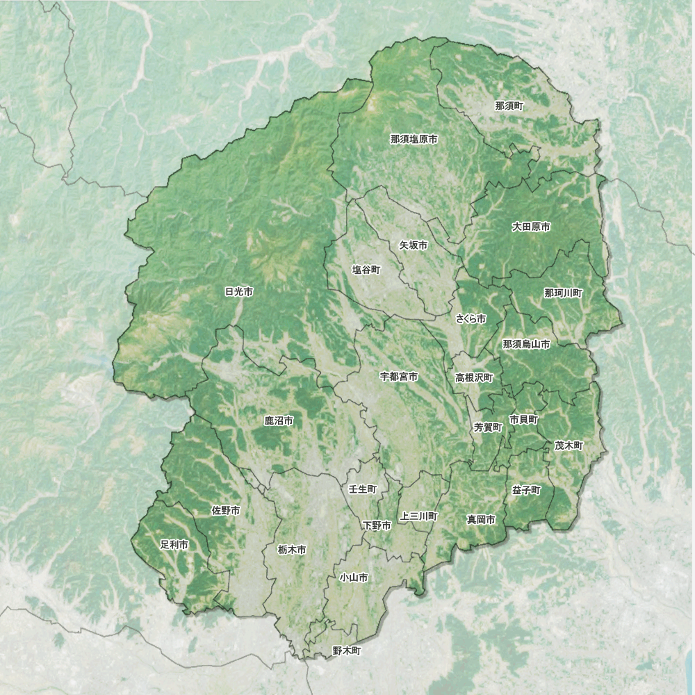 栃木県大気汚染常時監視測定局位置図